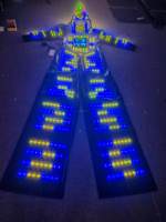 Vente chaude Bonne Qualité Robot Lumineux Costume Taille Adulte Costume De Danse Accessoires De Fête Marche Costume De Mascotte Avec Lumières Led