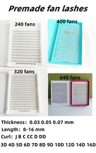 Volume Eyelash Extension Wholesale Large Tray 240 Fans 7d 8d 9d 10d 12d Heat Bonded Volume Premade Fans Lashes 0.07 Premade Fanned Eyelash Extension