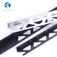 Bande de finition en métal Hero en céramique d'aluminium, 2 m, argent mat, forme droite, pour carrelage d'angle