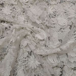 Sang Trọng Tinh Khiết Màu Trắng Cô Dâu Ren Hoa Ràng Buộc Lưới Thêu Organza 3D Tan Trong Nước Thêu Decal Vải Cho Phụ Nữ Ăn Mặc - Product Image 5