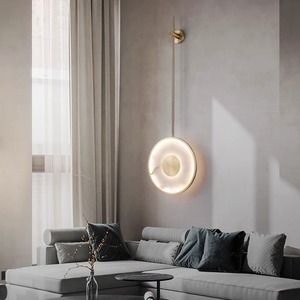 Wall Lamp Led <b>Light</b> Stainless Steel Long <b>Pole</b> Copper Snowflake Marble W25 H130cm Ambient Lighting Hotel Decor - Product Image 2