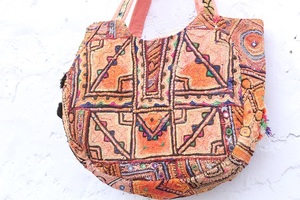Handcrafted Bohemian Purses Banjara Canvas Bags with Zipper Closure Customizable Shape Tribal Embroidery & Mirror <b>Work</b> - Product Image 2