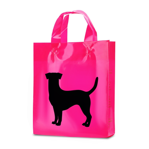 Logo personnalisé imprimé pli en plastique noir merci de transporter des sacs d'emballage à provisions pour les achats au détail en boutique - Product Image 1