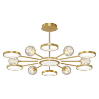 Suspension ronde en acier inoxydable acrylique et mentale Suspension en or moderne Lampe de chambre Décoration intérieure Suspension en verre moderne