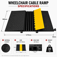 Rampe pour fauteuil roulant conforme ADA, en caoutchouc, largeur 80 cm, 5 canaux, mobile, protection de câbles pour événements intérieurs et extérieurs