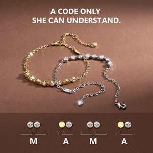กำไลข้อมือเพชรโมอิสซาไนต์ VVS GRA ของ Loved Creations รุ่น Inspirational Morris Code MAMA ชุบทองคำขาวสำหรับผู้หญิง - Product Image 5