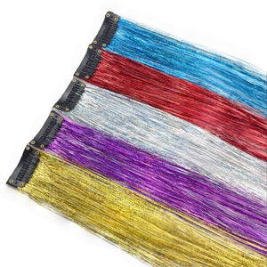 21 Màu Sắc Dài Thẳng Tổng Hợp Tóc Nhiều Màu Đầy Màu Sắc Lấp Lánh Clip Trong Tóc Tinsel Nổi Bật Hairpieces Cho Cô Gái Trẻ Em - Product Image 5