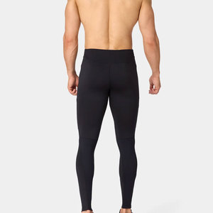 Leggings de sport respirants à taille élastique personnalisés pour hommes, leggings de compression pleine longueur de couleur unie - Product Image 3