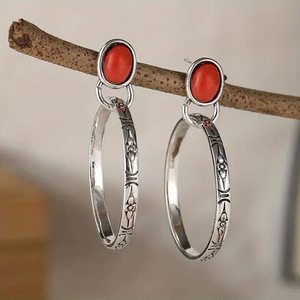Orecchini a Cerchio Ovali Intagliati per Donne, Design Texturizzato, Accessori per Orecchie da Indossare Quotidianamente - Product Image 5