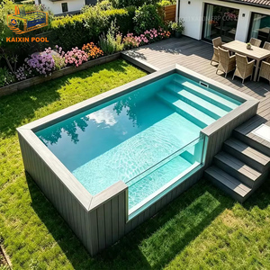 Grande <span class=keywords><strong>Piscine</strong></span> Hors-Sol ou Spa Extérieur en Fibre de Verre Acrylique avec Fenêtre en Verre, Aspect Bois, pour Jardin - Product Image 3