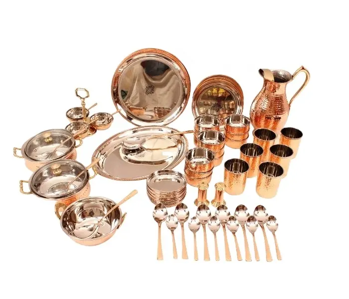 Copper Dinner Set At Discount Price Handmade High Quality Copper Utensils Manufacturing & Exporter From India -63 Pieces