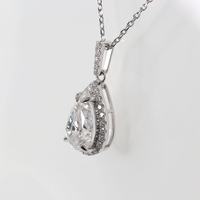 Paston takı özelleştirilmiş 9x13mm 5CT DEF VVS armut mozanit kolye klasik güzel takı mozanit kolye kadın kız
