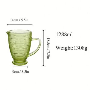 Jarra de Vidrio de Diseño Moderno de 43 oz con Patrón de Flores, Gran Capacidad, Tapa de Corcho, Apta para Lavavajillas, Ideal para Uso Doméstico con Agua Fría - Product Image 2