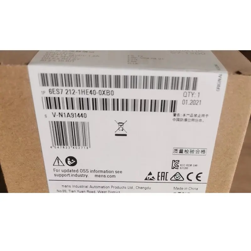 6ES7212-1HE40-0XB0 Industrial automation PLC S7-1200 CPU 1212C DC/DC/Relay 8 Inputs / 6 Outputs Programmable Controller