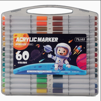 Stylos marqueurs à double pointe en peinture acrylique 60 couleurs, stylos à peinture acrylique de qualité supérieure pour la création de projets DIY