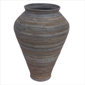 Jarrón grande de ratán natural tejido a mano, urna decorativa de arcilla, maceta para decoración contemporánea del hogar y hoteles, venta al por mayor. - Product Image 1