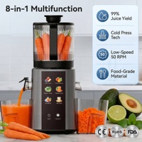 Koude Pers Juicer RVS Langzame Persing 8-in-1 Hoge Opbrengst Stil Gezondheidsmachine voor Fruit, Groenten en Notenmelk CE FDA FCC Huishoudelijk