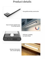 Lumière LED 5 v intelligente avec capteur de mouvement PIR, piles rechargeables, sous le meuble
