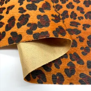 Tecido de veludo estampado para bolsas de sapatos, tecido de malha 100% poliéster personalizado com estampa de leopardo animal