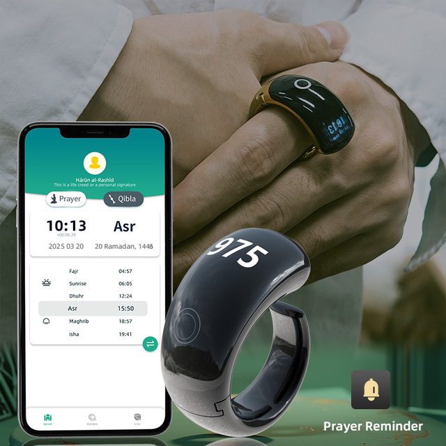 Islamic 2025 Ramadan Gift Smart for BT Digital Tasbeeh Counter Android Compass Plastic Zikr Ring Tally for Alarm Clock