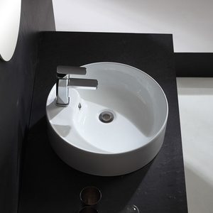 Lavabo de salle de bain artisanal de haute qualité, petit lavabo de comptoir rond - Product Image 3