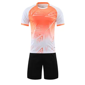 Conjunto de camisa uniforme de futebol, roupas esportivas cor laranja para garotas e crianças