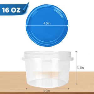 Four-piece Set 16 oz Soup <b>Storage</b> <b>Containers</b> with Lids Reusable Freezer <b>Containers</b> for Food with Screw on Lids No BPA Free - Product Image 3