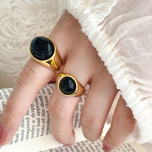 Bague ovale en acier inoxydable avec pierres précieuses Lapis Lazuli Agate Oeil de tigre Bijoux en <span class=keywords><strong>pierre</strong></span> naturelle Bijoux pour femme Bague en pierres naturelles - Product Image 6