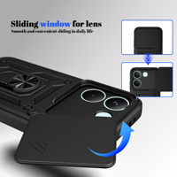 Coque de protection hybride avec anneau de protection d'objectif et support pour Xiaomi Poco X8 Pro X7 Pro 5G X6 F8 Ultra M8 Pro F7 M7 4G F5 X5 X3