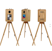 Photomaton en bois vintage, compatible avec les appareils photo reflex numériques et les tablettes, parfait pour les mariages et tous types d'événements