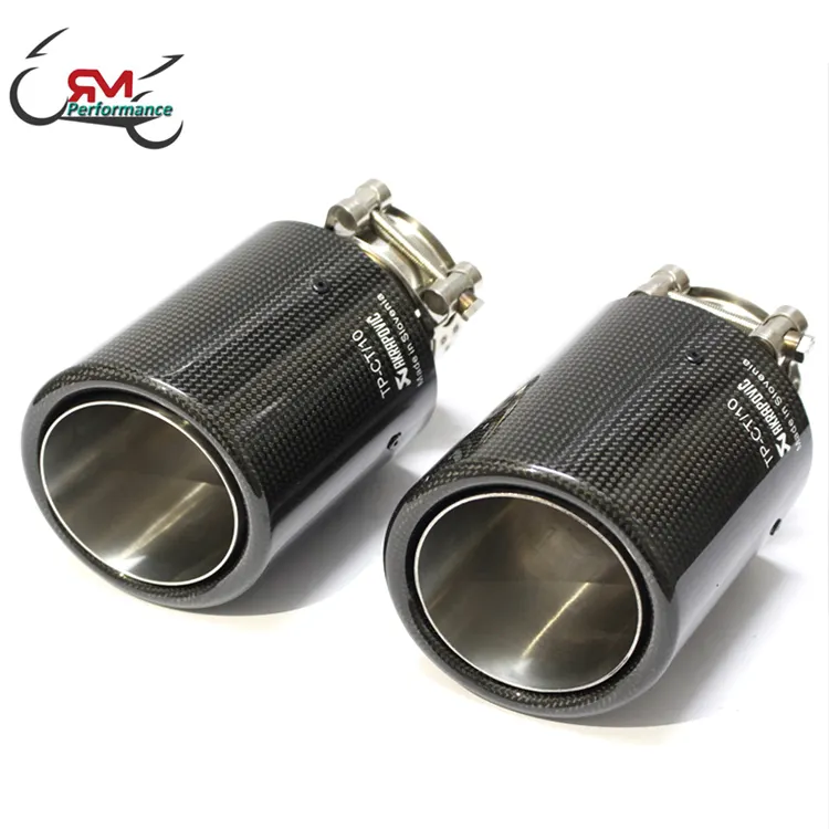 Universal Car Exhaust Muffler Tip Round Single Car Exhaust Tip Slant Cut Clamp-on Thick Carbon Fiber Tail Pipe Tip