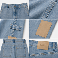 Jean de travail ample vintage Y2K pour homme, coupe droite, style streetwear, patchwork, denim délavé, 100 % denim