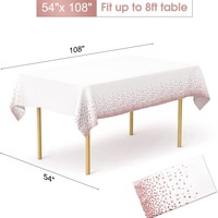 Nouvelle arrivée : Nappe jetable noire en plastique gaufré or rose à pois pour mariages, anniversaires et fêtes