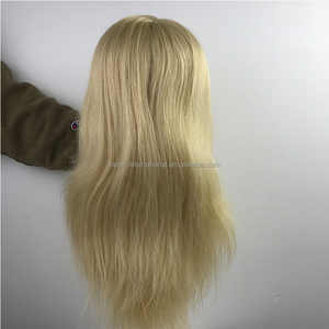 <span class=keywords><strong>Prothèse</strong></span> crânienne naturelle Médicale Mono Top Lace Front Cuticule alignée Cheveux bruts humains vierges Perruques blondes Femmes pour l'<span class=keywords><strong>alopécie</strong></span> - Product Image 4