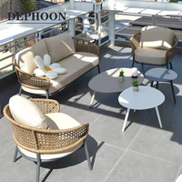Ensemble de canapés en rotin d'extérieur moderne Dephoon, coussins imperméables, résistant aux intempéries, sièges profonds, salon, jardin, terrasse