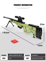 Mainan Puzzle Blok Senapan Sniper Mould King 14010 yang Laris Manis, Model Senapan AWM MOC, Senjata PUBG AWM yang Dapat Diluncurkan