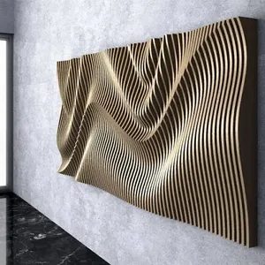 Export Quality Modern Beige Parametric Waves Wall <b>Art</b> with Eco-friendly <b>Frame</b> Multi-Piece Package From Indian Supplier - Product Image 6