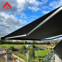 Auvent extérieur pare-soleil pour restaurant/magasin/maison, auvent pliable avec éclairage LED, télécommande, imperméable à la pluie pour terrasse/porte/terrasse