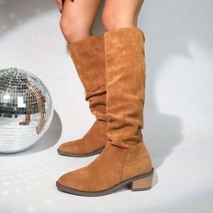 2025 automne/hiver nouveau grand chevalier femmes Western Cowboy épais ne peut pas suivre le genou haut baril empilé longues bottes - Product Image 2