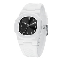Montre Personnalisée Homme, Cadran Arabe, Carrée, Lumineuse, Silicone, Quartz, Étanche, en Polycarbonate