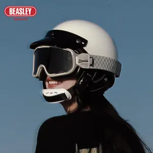 批发定制半面头盔安全可调摩托车头盔玻璃纤维材料摩托车头盔
