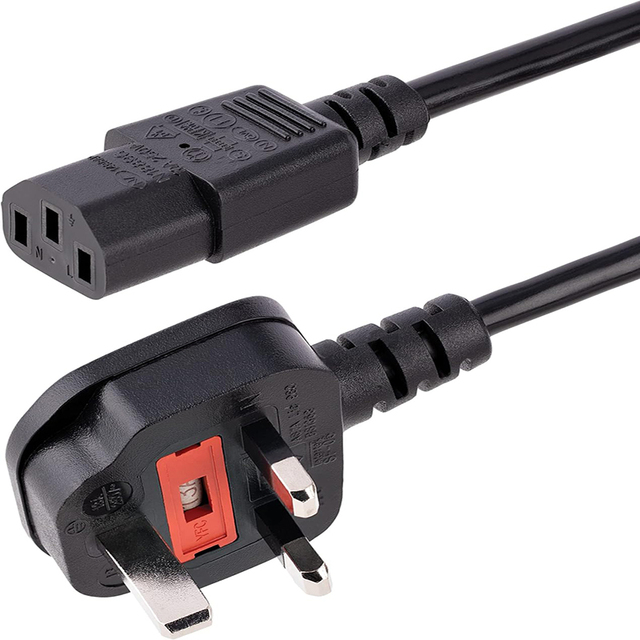 1.8m/3m Fused USA Plug + BS C13 IEC UK Power Cable for Computer Use