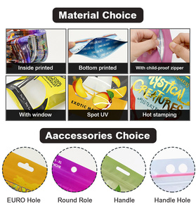 Bustine con stampa digitale con logo personalizzato MOQ basso foglio di alluminio con chiusura a Zip autosigillante con chiusura a caldo stand up sacchetto a prova di odore alimentare con cerniera borsa in Mylar