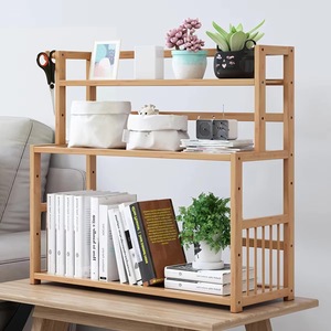 Modern bamboo 3-tier <b>desktop</b> storage <b>shelf</b> for office books and documents, study stationery storage, and kitchen storage. - Product Image 1