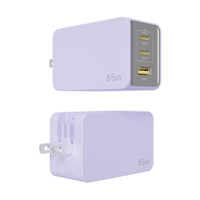 Kit Pengisi Daya Super 65W USB C Charger dengan Colokan yang Dapat Diganti US EU AU PD GaN Pengisi Daya Ponsel Pintar untuk Laptop Macbook Iphone Samsung