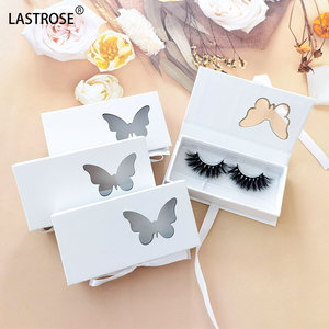 Boîtes de vendeurs de cils en gros étui à cils papillon cils en vison 25mm fenêtre papillon ruban rose emballage boîte à cils - Product Image 2