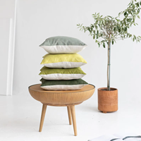 Housse de coussin décorative en lin 100% fait main, color block, pour la maison et l'hôtel