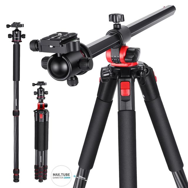 Neewer Camera Tripod Monopod Carbon Fiber With Rotatable Center Column-portable Lightweight,75 Inches/191 Centimeters,360 Degree