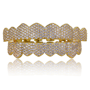 Ingrosso Denti placcati oro su misura Grillz con zirconi cubici Micro spiave slug Punk Halloween corpo gioielli stile Hip-hop - Product Image 1