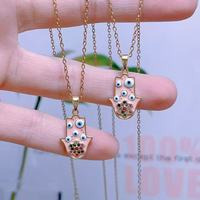 Collier personnalisé avec main de Hamsa et œil du diable, bijoux de protection porte-bonheur, plaqué or 18 carats, base en laiton